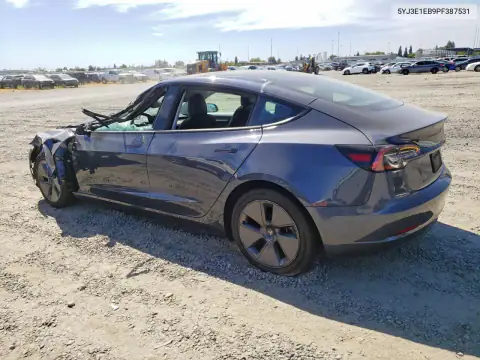 5YJ3E1EB9PF387531 — 2023 Tesla Model 3, photo 2 from Copart 15.10.2026, Roof