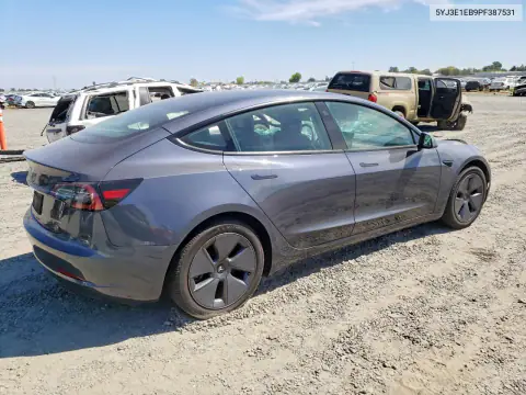 5YJ3E1EB9PF387531 — 2023 Tesla Model 3, photo 3 from Copart 15.10.2026, Roof