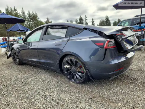 5YJ3E1EC5PF686247 — 2023 Tesla Model 3, фото 2 с аукциона Copart, опрокидывание