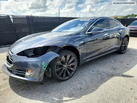 5YJSA1H11EFP59595 — 2014 Tesla Model S, Przód, zdjęć przed naprawą