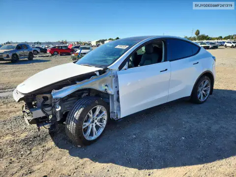 5YJYGDEE6MF241319 — 2021 Tesla Model Y, წინა ნაწილი, ფოტოები შეკეთებამდე