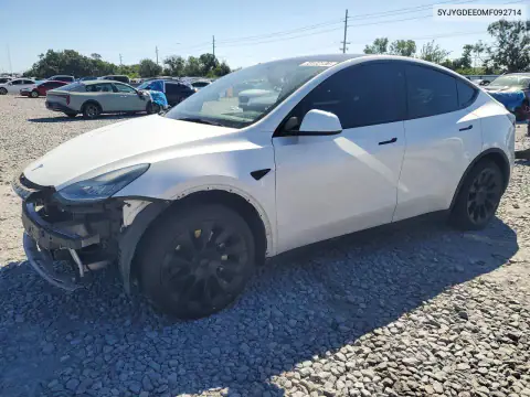 5YJYGDEE0MF092714 — 2021 Tesla Model Y, Передня частина, фото до ремонту