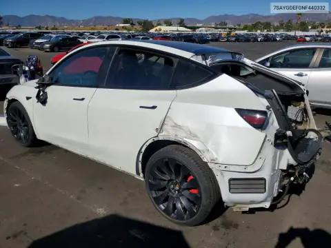 7SAYGDEF0NF440332 — 2022 Tesla Model Y, foto 2 de Copart, Parte trasera