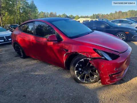 7SAYGDEE2NF328414 — 2022 Tesla Model Y, foto 4 de Copart 27.10.2026, Parte delantera
