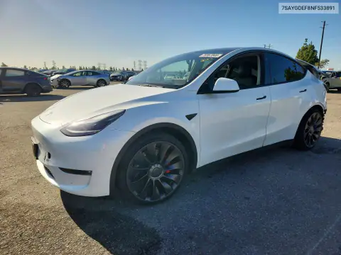 7SAYGDEF8NF533891 — 2022 Tesla Model Y, Parte trasera, fotos antes de reparar