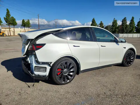 7SAYGDEF8NF533891 — 2022 Tesla Model Y, foto 3 de Copart, Parte trasera