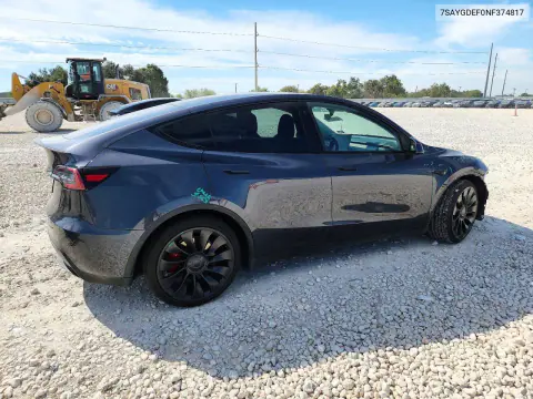 2022 Tesla Model Y VIN 7SAYGDEF0NF374817 фото 3