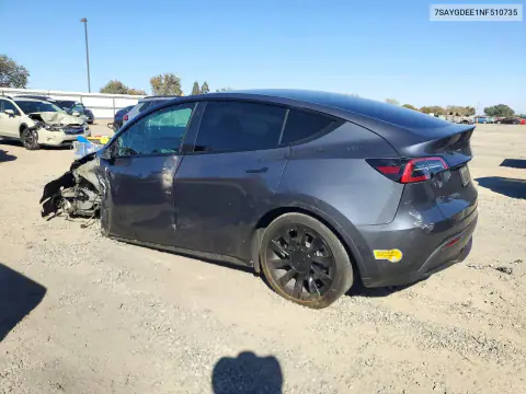2022 Tesla Model Y VIN 7SAYGDEE1NF510735 фото 2