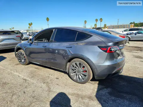 2022 Tesla Model Y VIN 7SAYGDEF2NF567678 фото 2