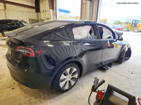 7SAYGDEE7NF329932 — 2022 Tesla Model Y, photo 3 from Copart, Front end