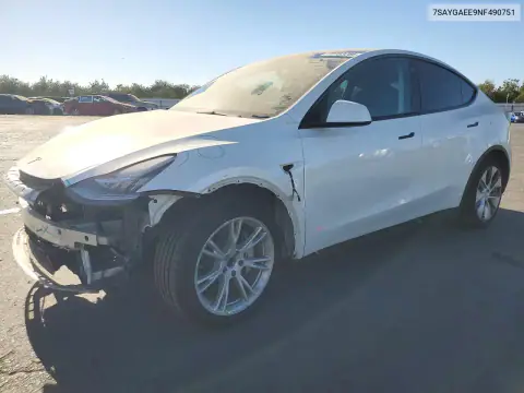 7SAYGAEE9NF490751 — 2022 Tesla Model Y, Przód, zdjęć przed naprawą