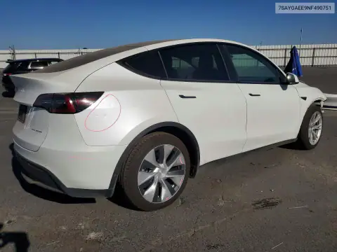 7SAYGAEE9NF490751 — 2022 Tesla Model Y, photo 3 from Copart, Front end