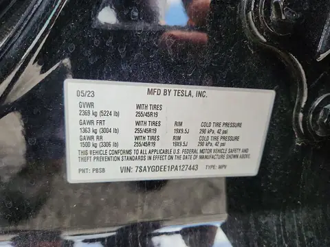 7SAYGDEE1PA127443 — 2023 Tesla Model Y, фото 12 с аукциона Copart 27.10.2026, ЗАДНЯЯ ЧАСТЬ