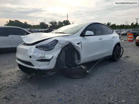 7SAYGDEF3PF667274 — 2023 Tesla Model Y, Передняя часть, фото до ремонта