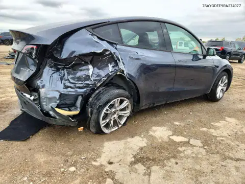 7SAYGDEE9RA274077 — 2024 Tesla Model Y, фото 3 з Copart, Задня частина