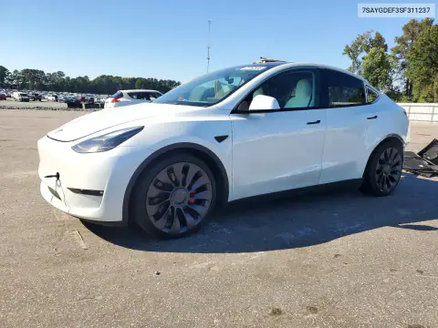 7SAYGDEF3SF311237 — 2025 Tesla Model Y, Задня частина, фото до ремонту