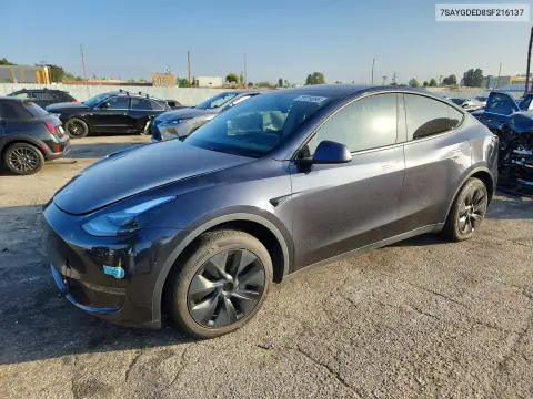 7SAYGDED8SF216137 — 2025 Tesla Model Y, Front end, before-repair photos