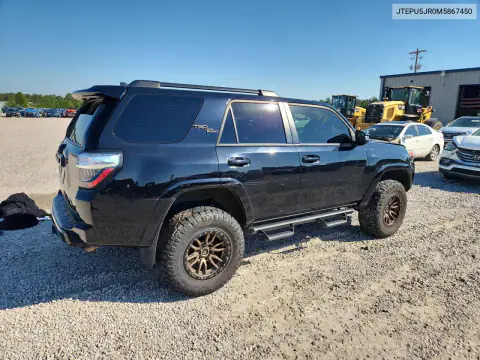 JTEPU5JR0M5867450 — 2021 Toyota 4RUNNER, photo 3 from Copart, Side