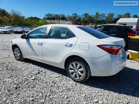 5YFBURHE4GP529100 — 2016 Toyota Corolla, photo 2 from Copart, Front end