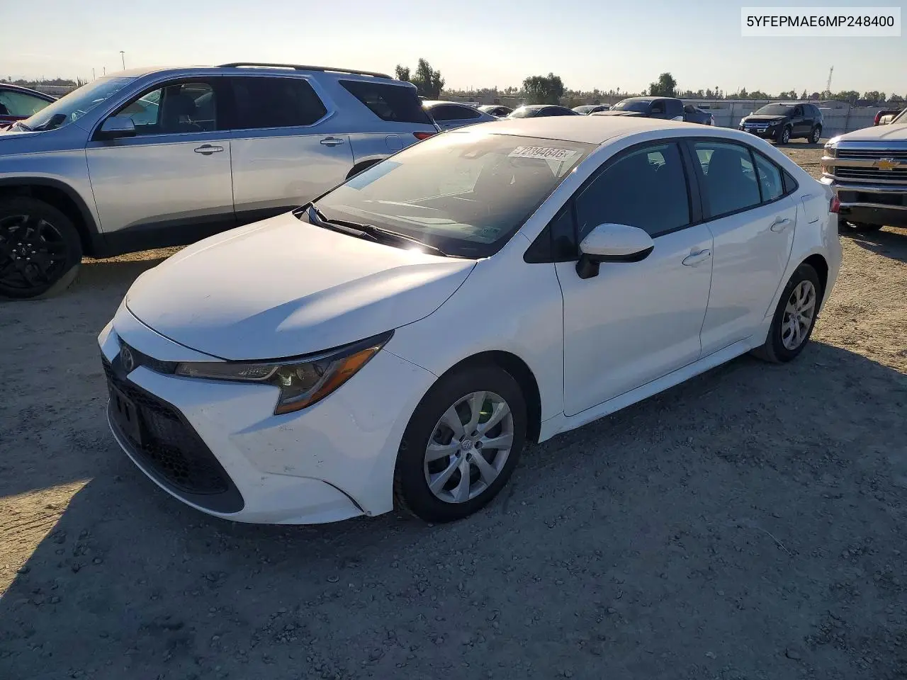 2021 Toyota Corolla Le VIN 5YFEPMAE6MP248400 фото 1