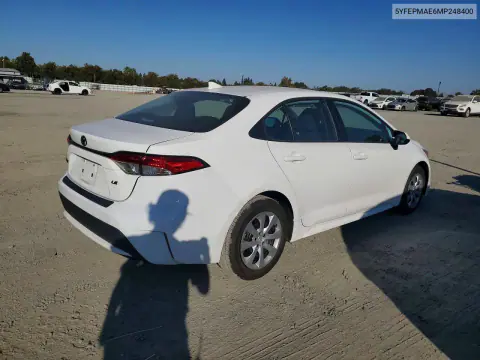 2021 Toyota Corolla Le VIN 5YFEPMAE6MP248400 фото 3