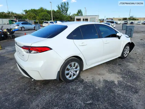 JTDEPMAE6MJ126236 — 2021 Toyota Corolla, photo 3 from Copart 26.10.2026, Front end