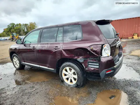 5TDBK3EH4DS194019 — 2013 Toyota Highlander, photo 2 from Copart 20.10.2026, Rear end