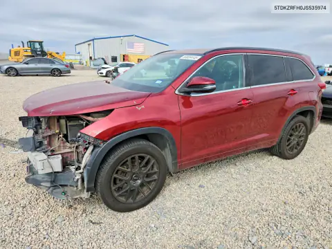5TDKZRFH0JS535974 — 2018 Toyota Highlander, Передня частина, фото до ремонту