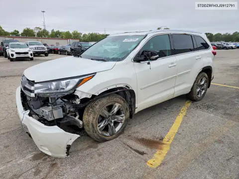 5TDDZRFH3JS912791 — 2018 Toyota Highlander, ПЕРЕДНЯЯ ЧАСТЬ, фото до ремонта