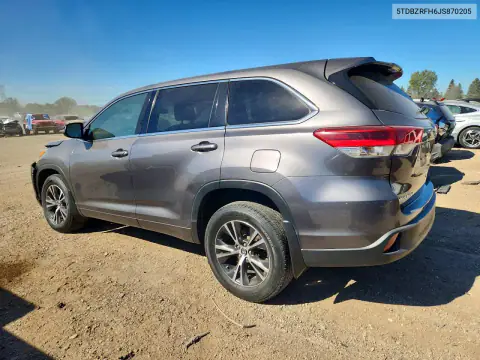 5TDBZRFH6JS870205 — 2018 Toyota Highlander, photo 2 from Copart, Front end