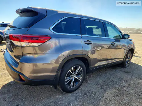 5TDBZRFH6JS870205 — 2018 Toyota Highlander, photo 3 from Copart, Front end