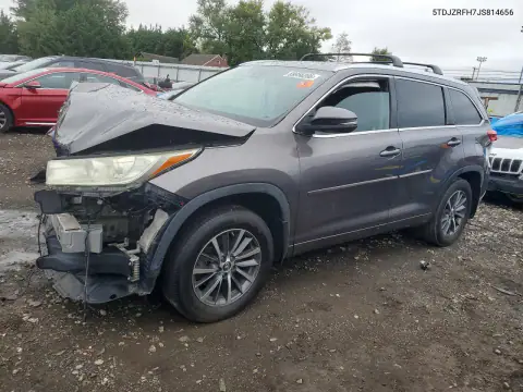 5TDJZRFH7JS814656 — 2018 Toyota Highlander, წინა ნაწილი, ფოტოები შეკეთებამდე