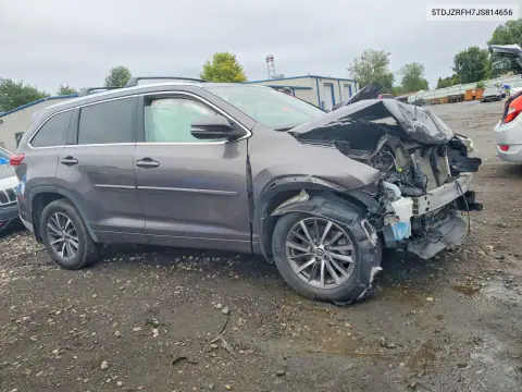 5TDJZRFH7JS814656 — 2018 Toyota Highlander, ფოტო 4, Copart, წინა ნაწილი