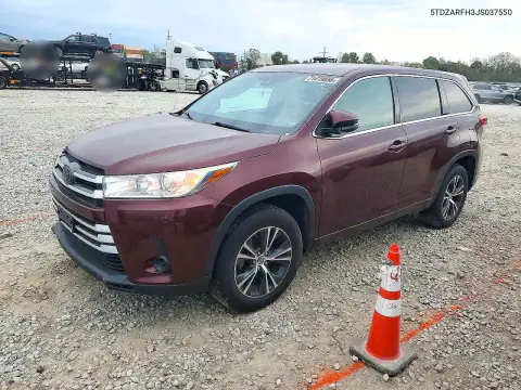 5TDZARFH3JS037550 — 2018 Toyota Highlander, Parte delantera, fotos antes de reparar