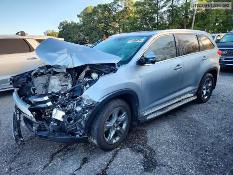 5TDDZRFH1JS904592 — 2018 Toyota Highlander, Parte delantera, fotos antes de reparar