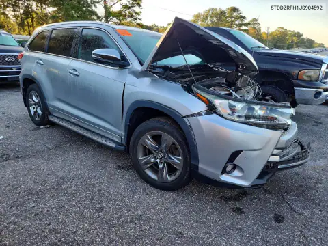 5TDDZRFH1JS904592 — 2018 Toyota Highlander, photo 4 from Copart, Front end