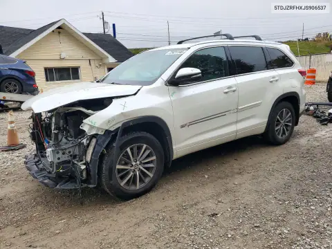5TDJZRFHXJS906537 — 2018 Toyota Highlander, Parte delantera, fotos antes de reparar