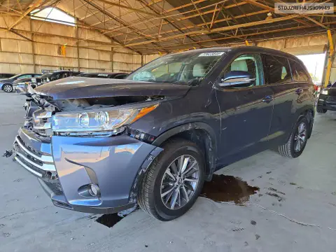 5TDJZRFH4JS909949 — 2018 Toyota Highlander, წინა ნაწილი, ფოტოები შეკეთებამდე