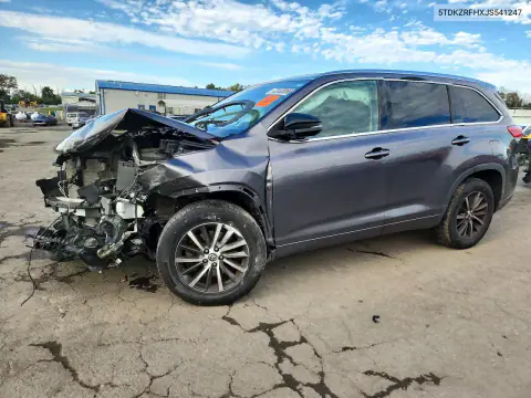 5TDKZRFHXJS541247 — 2018 Toyota Highlander, Parte delantera, fotos antes de reparar