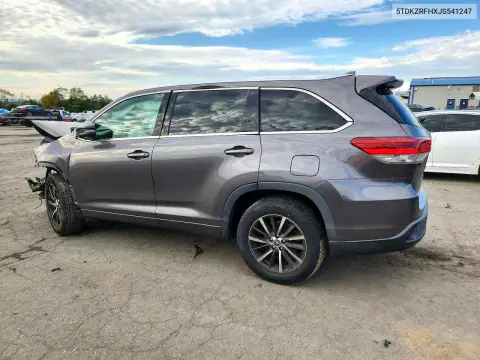5TDKZRFHXJS541247 — 2018 Toyota Highlander, photo 2 from Copart, Front end