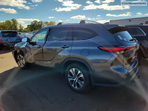 5TDGZRBH4MS528493 — 2021 Toyota Highlander, photo 2 from Copart, Front end