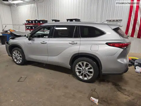 5TDXBRCH7MS530192 — 2021 Toyota Highlander, photo 2 from Copart, Front end