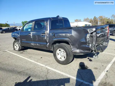 3TYAX5GN6MT011753 — 2021 Toyota Tacoma, photo 2 from Copart, Front end