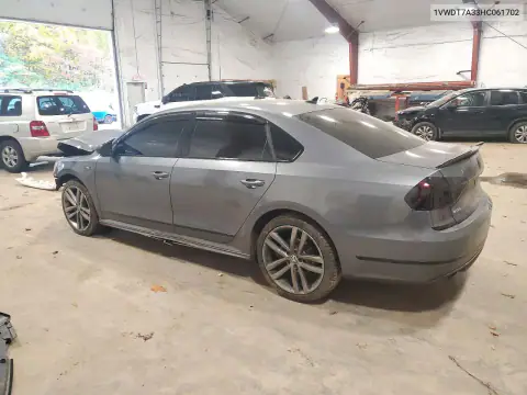 1VWDT7A33HC061702 — 2017 Volkswagen Passat, photo 2 from Copart, Front end