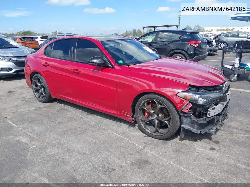2021 Alfa Romeo Giulia Ti Sport Rwd VIN ZARFAMBNXM7642185 фото 1