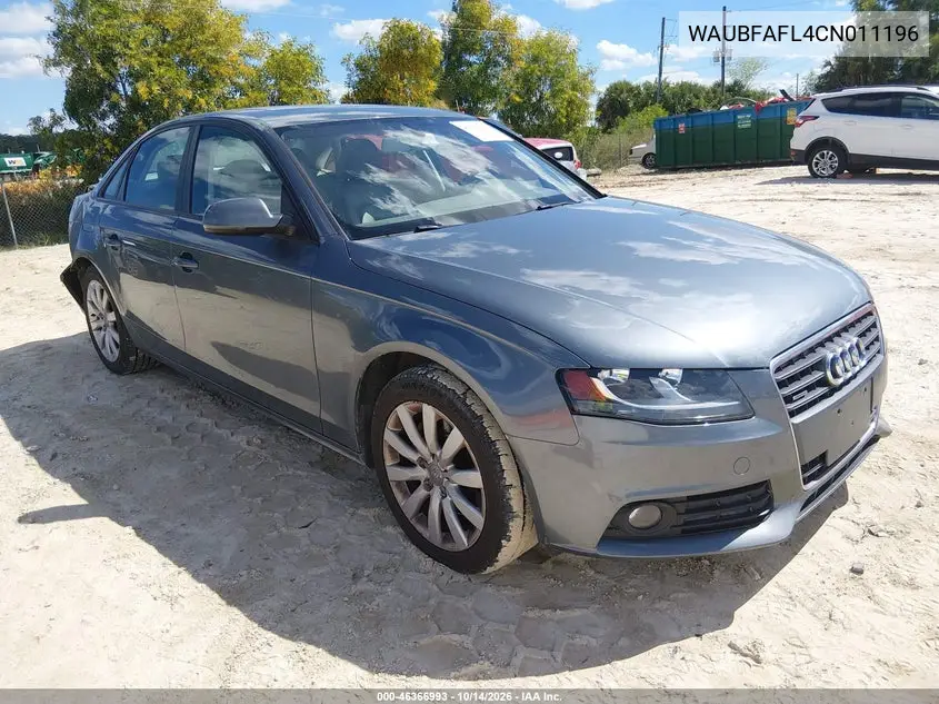 WAUBFAFL4CN011196 — 2012 Audi A4, photo 2 from IAAI, Right rear