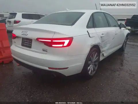 WAUANAF42HN032952 — 2017 Audi A4, photo 5 from IAAI, Front end