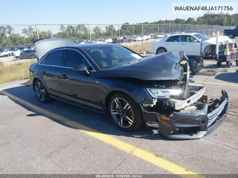 WAUENAF48JA171756 — 2018 Audi A4, Przód, zdjęć przed naprawą