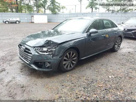 WAUBBAF45MA086504 — 2021 Audi A4, фото 3 з IAAI, Передня частина зліва