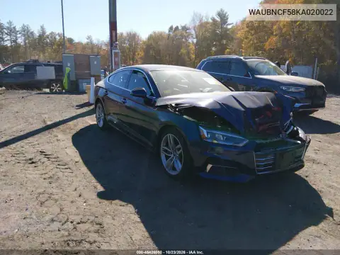 WAUBNCF58KA020022 — 2019 Audi A5, წინა ნაწილი, ფოტოები შეკეთებამდე